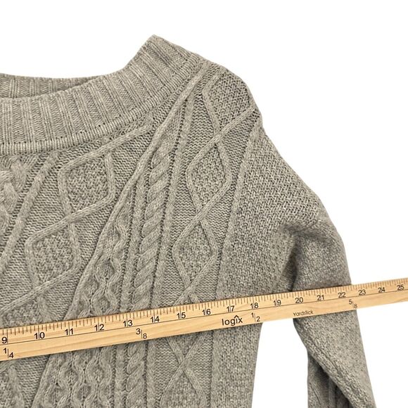 J. Crew Heather Grey Wool Blend Cableknit Tunic Sweater Size S - Picture 5 of 6
